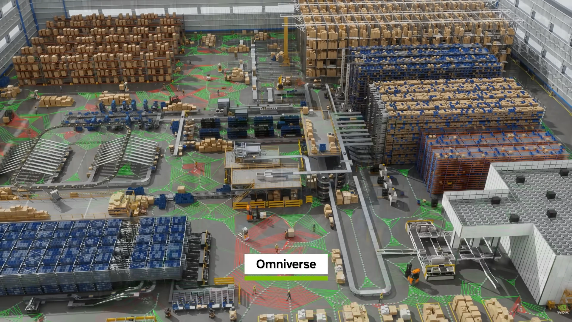 Sensor coverage mapping in a digital warehouse simulation.